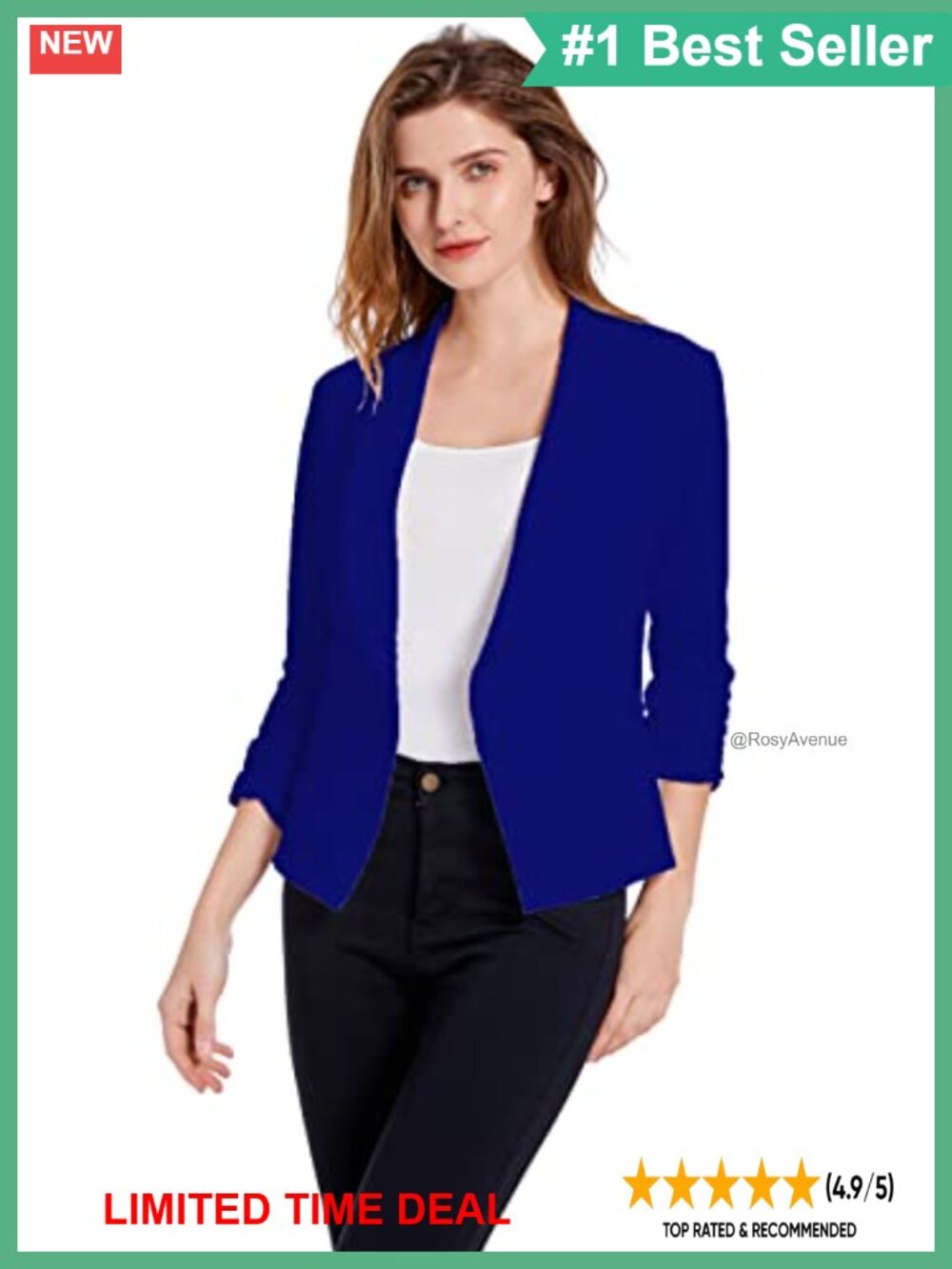 Lightweight Stretchy One Button Ruched Sleeve Blazer Cardigan Business Casual